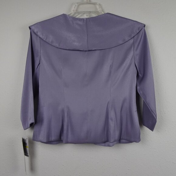 Alex Evenings Floral Trim Blouse Women's Petite Size MP Purple Wedding Guest - Picture 7 of 10